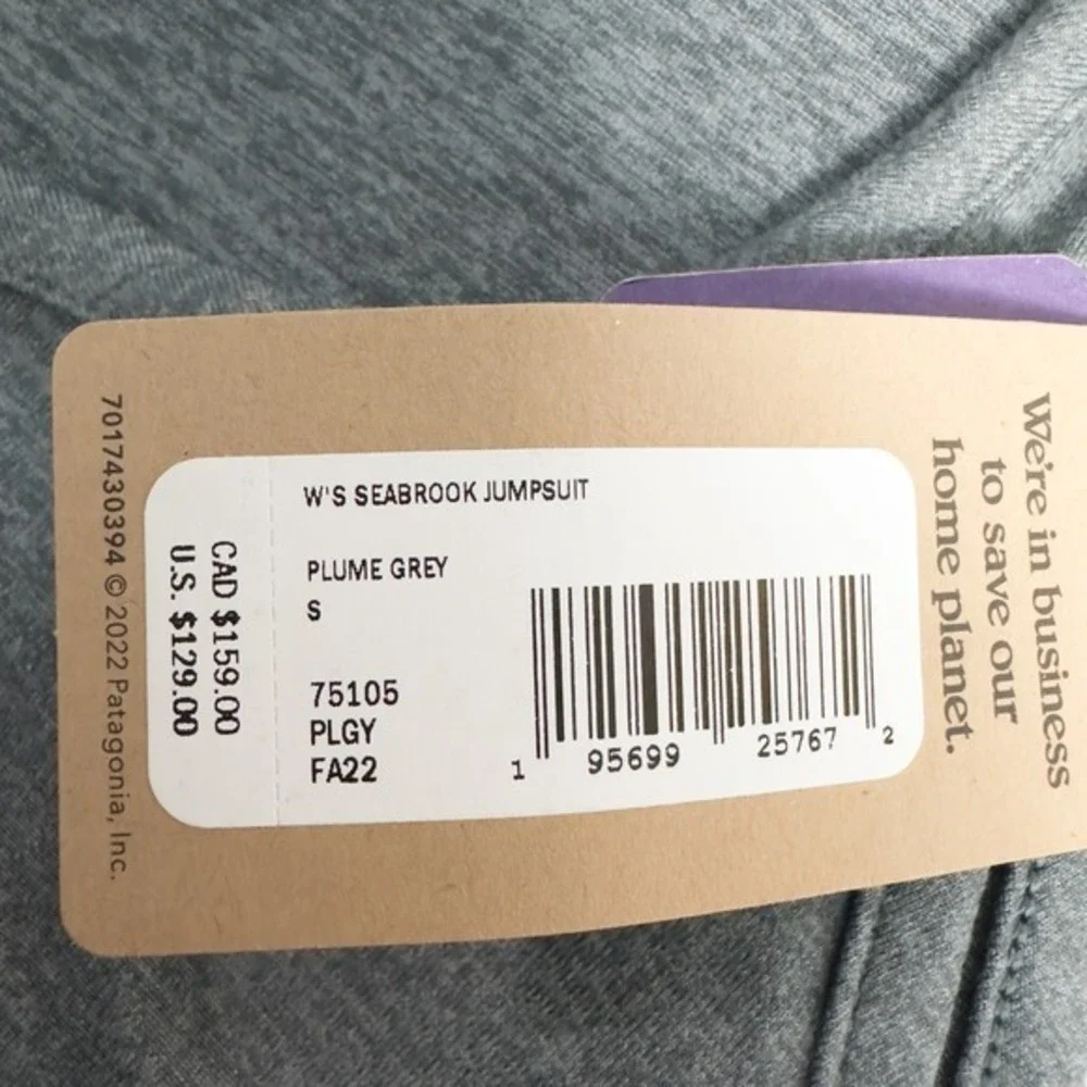 Patagonia Seabrook‎ Jumpsuit Womens Small Plume Grey Athleisure Minimalist 75105